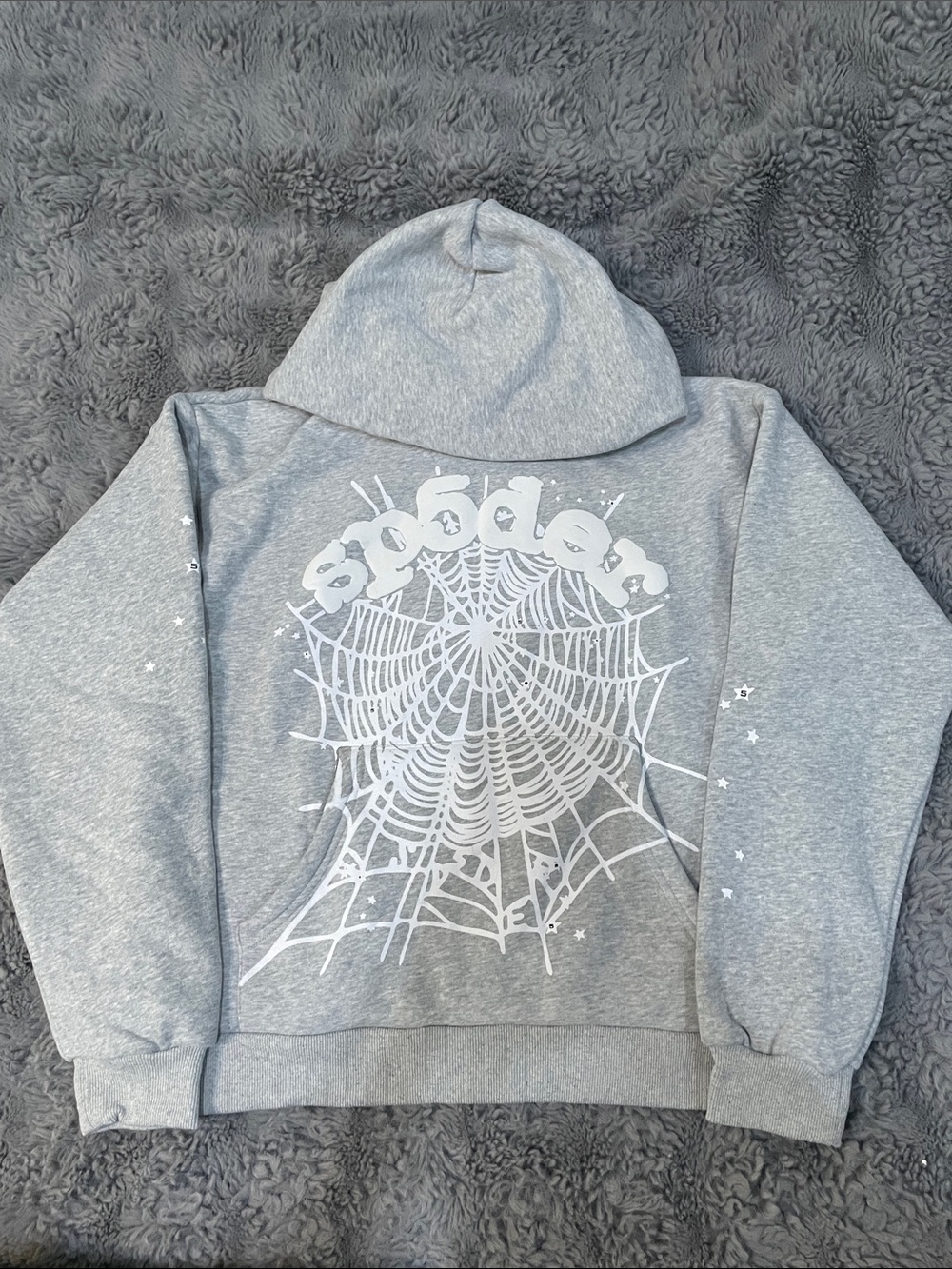 Grey 'spoden' Graphic Hooded Sweatshirt - Men